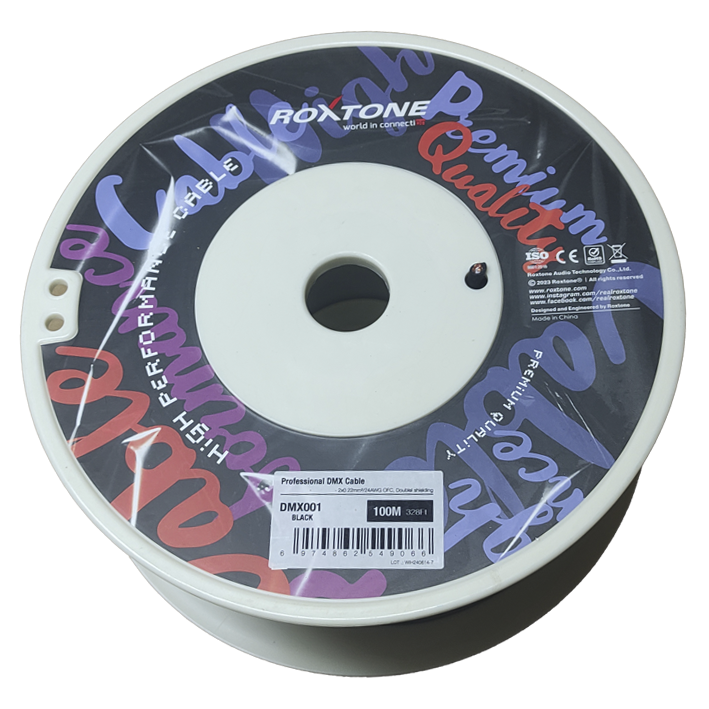 ROXTONE DMX001/100 Black Кабель DMX из бескислородной меди на бухте 100м., D: 5 мм., 2x0,22mm2, AWG